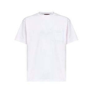 Gucci Men White Stretch Cotton Piqué Embroidered T-Shirt